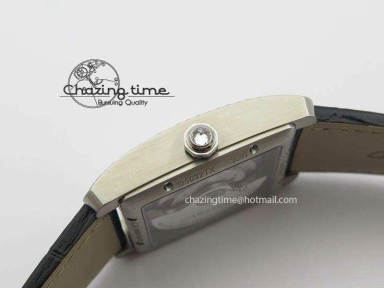 Tank MC JF Best Edition SS White Dial Diamond Bezel On Black Leather Strap A23J