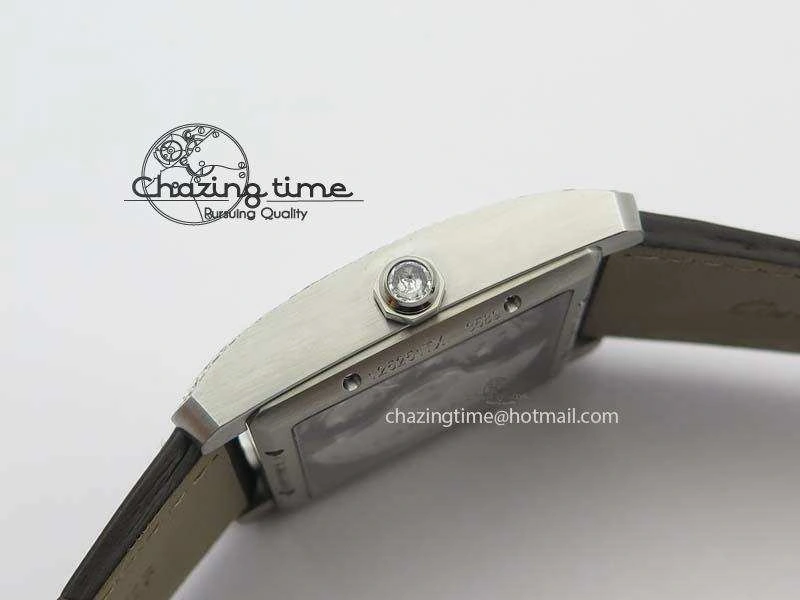 Tank MC JF Best Edition SS White Textured Dial Diamond Bezel On Brown Leather Strap A23J Cal