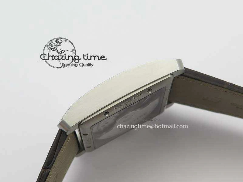 Tank MC JF Best Edition SS White Textured Dial Diamond Bezel On Brown Leather Strap A23J Cal