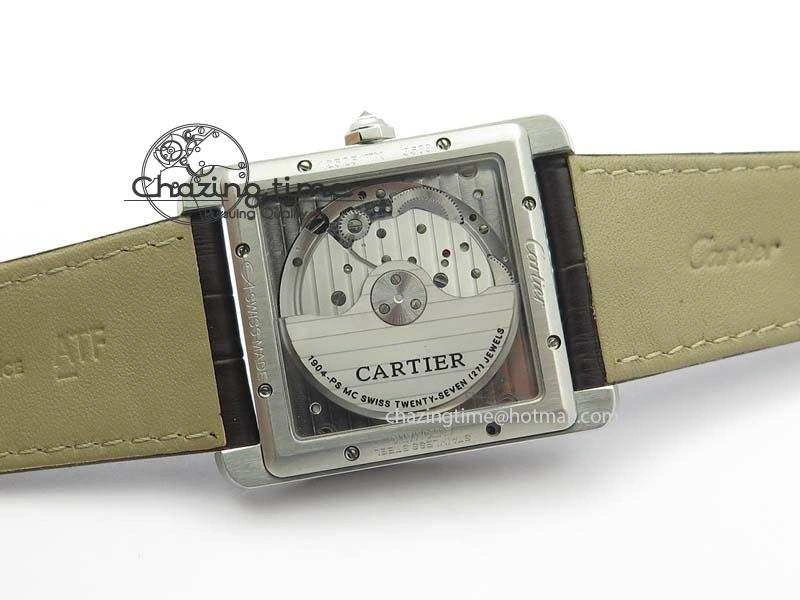 Tank MC JF Best Edition SS White Textured Dial Diamond Bezel On Brown Leather Strap A23J Cal