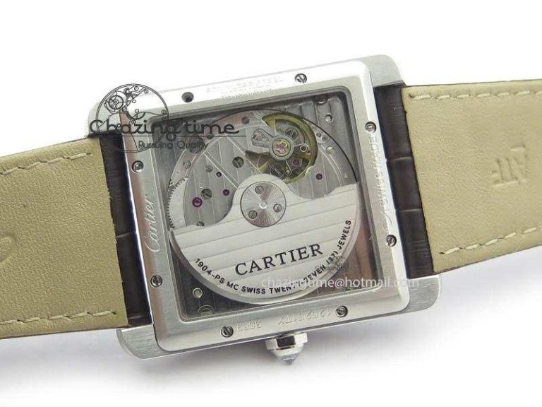 Tank MC JF Best Edition SS White Textured Dial Diamond Bezel On Brown Leather Strap A23J Cal