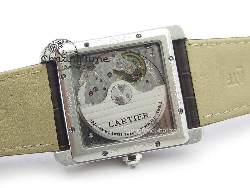 Tank MC JF Best Edition SS White Textured Dial Diamond Bezel On Brown Leather Strap A23J Cal