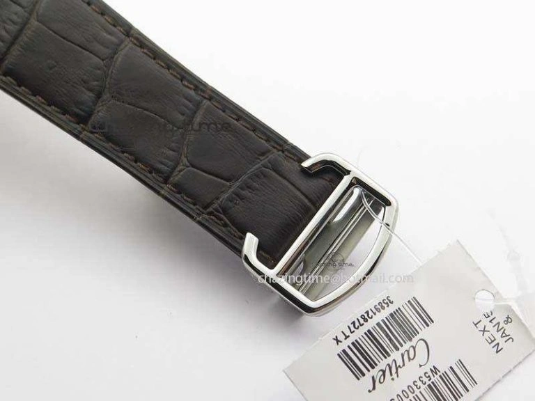 Tank MC JF Best Edition SS White Textured Dial Diamond Bezel On Brown Leather Strap A23J Cal
