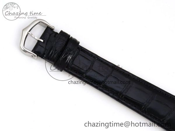 Tank Must Large SS 33.7mm DRF 1:1 Best Edition Black Dial on Black Leather Strap Swiss Quartz