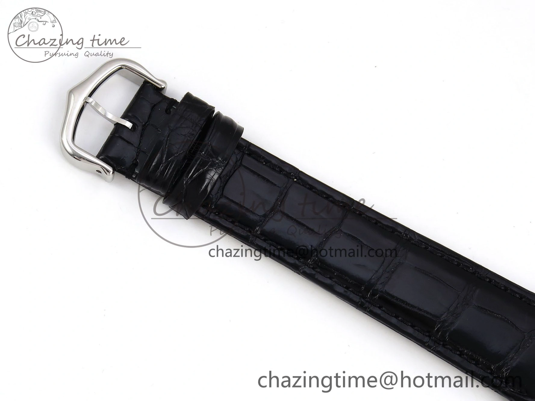 Tank Must Large SS 33.7mm DRF 1:1 Best Edition Black Dial on Black Leather Strap Swiss Quartz