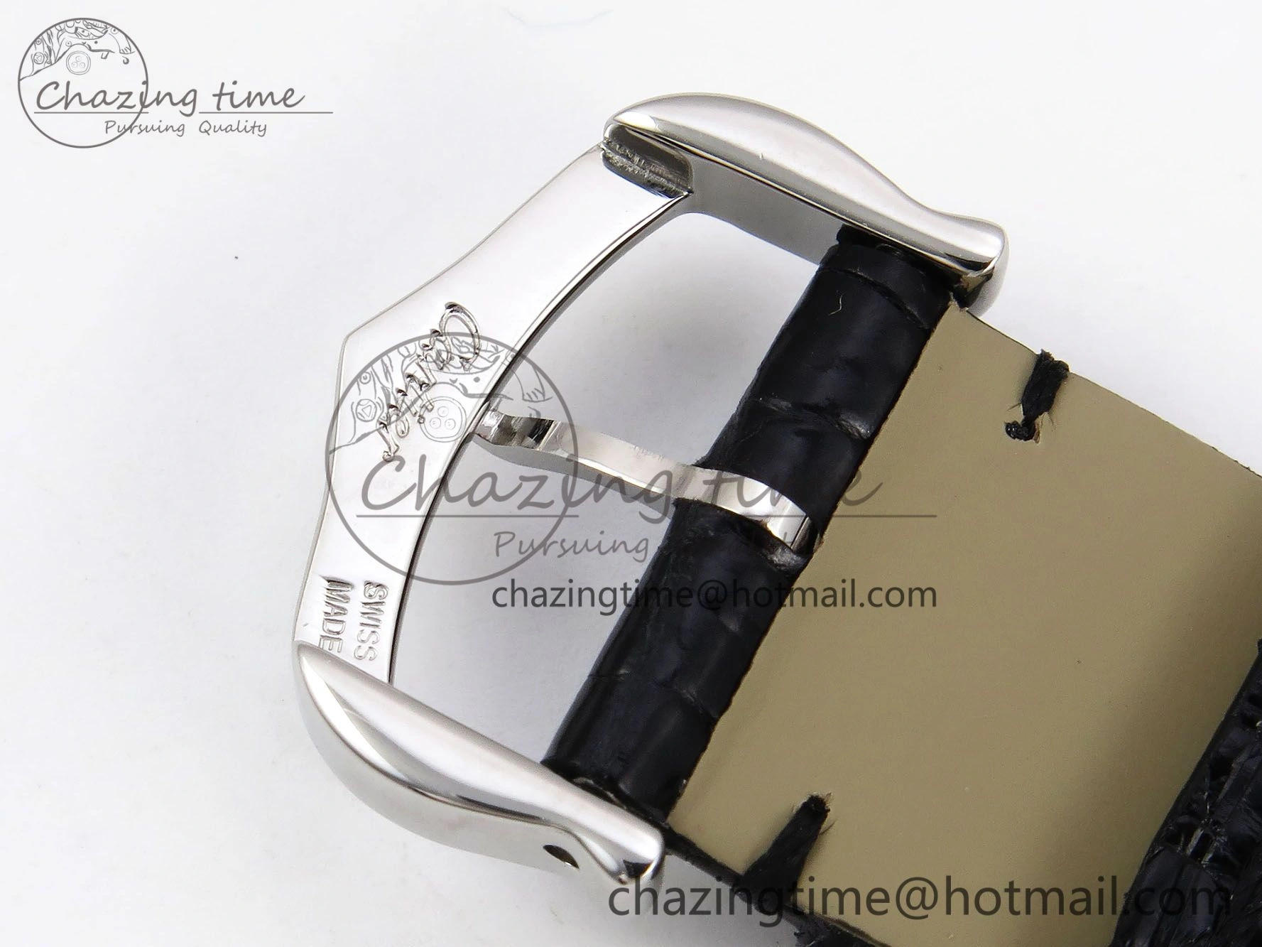 Tank Must Large SS 33.7mm DRF 1:1 Best Edition Black Dial on Black Leather Strap Swiss Quartz