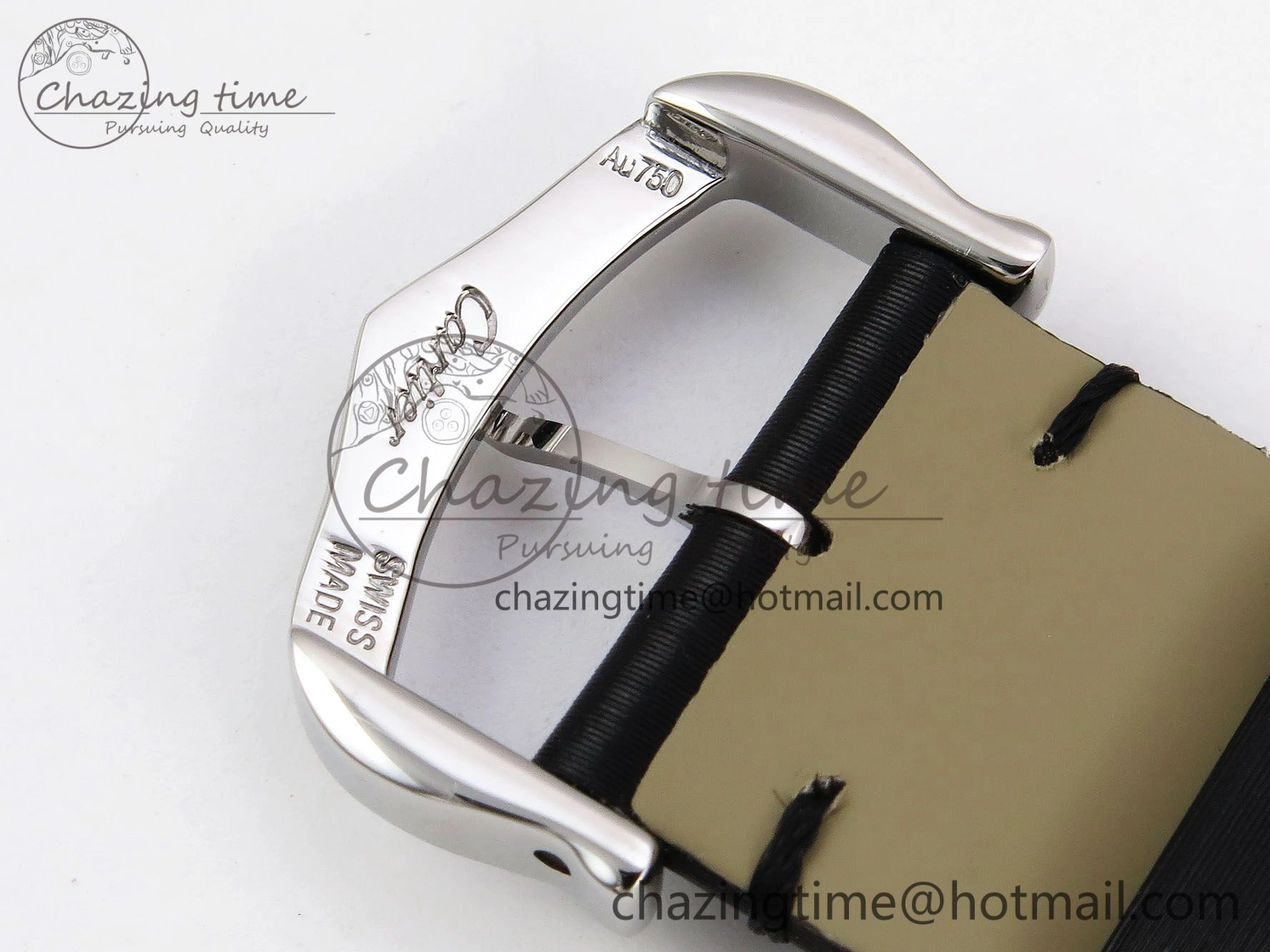 Tank Must Large SS 33.7mm DRF 1:1 Best Edition White Dial Diamonds Bezel on Black Calfskin Strap Swiss Quartz
