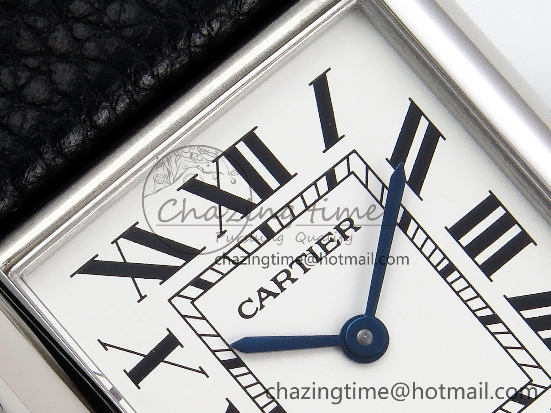 Tank Must Large SS 33.7mm DRF 1:1 Best Edition White Dial on Black Leather Strap Swiss Quartz