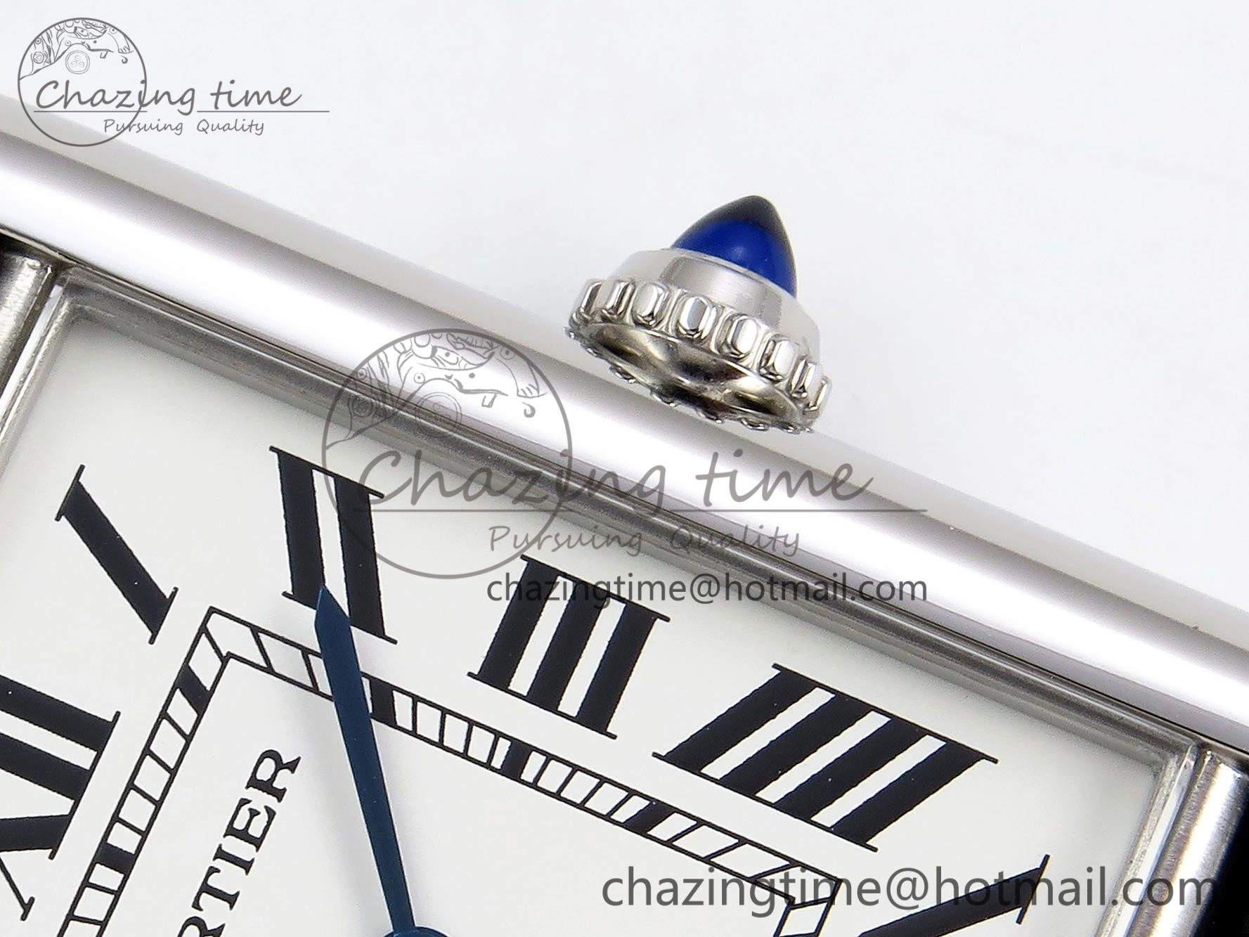 Tank Must Large SS 33.7mm DRF 1:1 Best Edition White Dial on Black Leather Strap Swiss Quartz