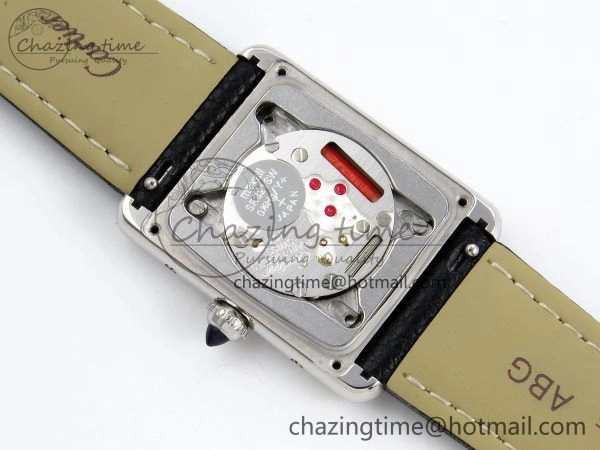 Tank Must Large SS 33.7mm DRF 1:1 Best Edition White Dial on Black Leather Strap Swiss Quartz