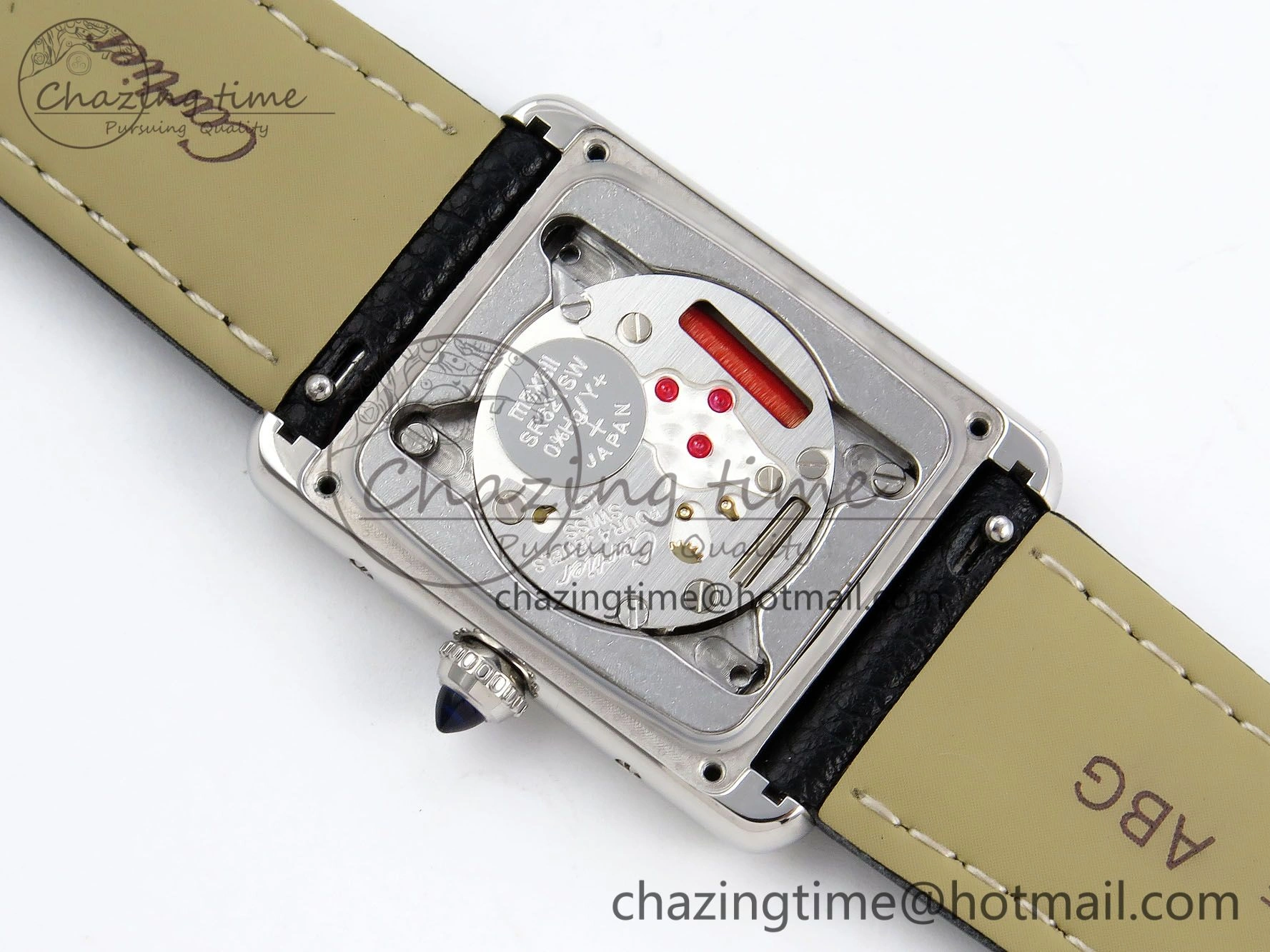 Tank Must Large SS 33.7mm DRF 1:1 Best Edition White Dial on Black Leather Strap Swiss Quartz