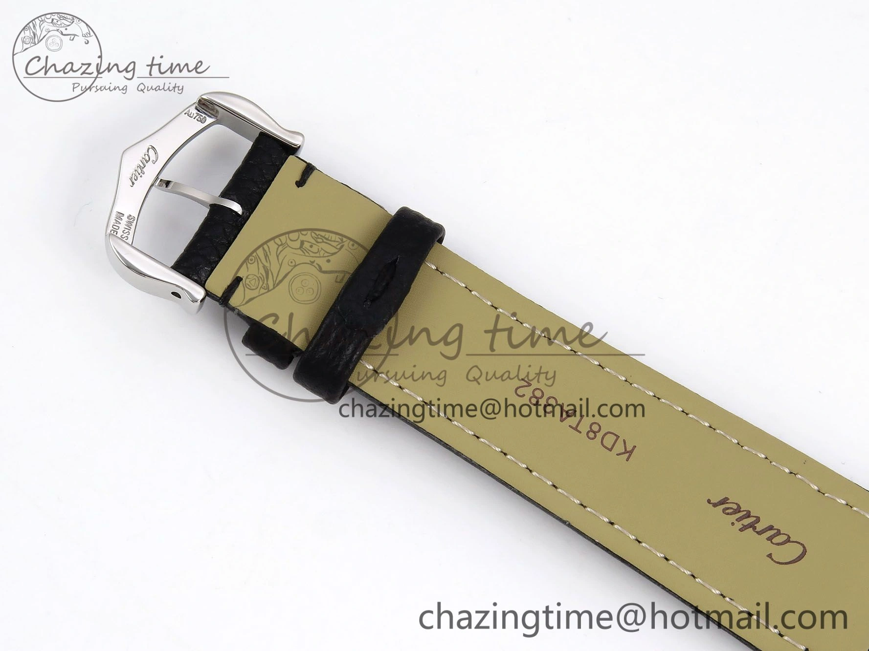 Tank Must Large SS 33.7mm DRF 1:1 Best Edition White Dial on Black Leather Strap Swiss Quartz