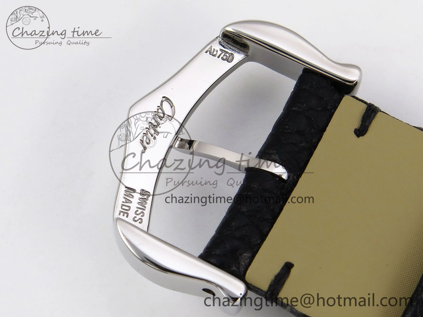 Tank Must Large SS 33.7mm DRF 1:1 Best Edition White Dial on Black Leather Strap Swiss Quartz