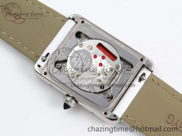 Tank Must Large SS 33.7mm DRF 1:1 Best Edition White Dial on White Leather Strap Swiss Quartz
