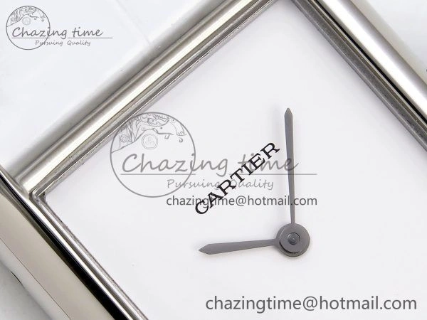 Tank Must Large SS 33.7mm DRF 1:1 Best Edition White Dial on White Leather Strap Swiss Quartz