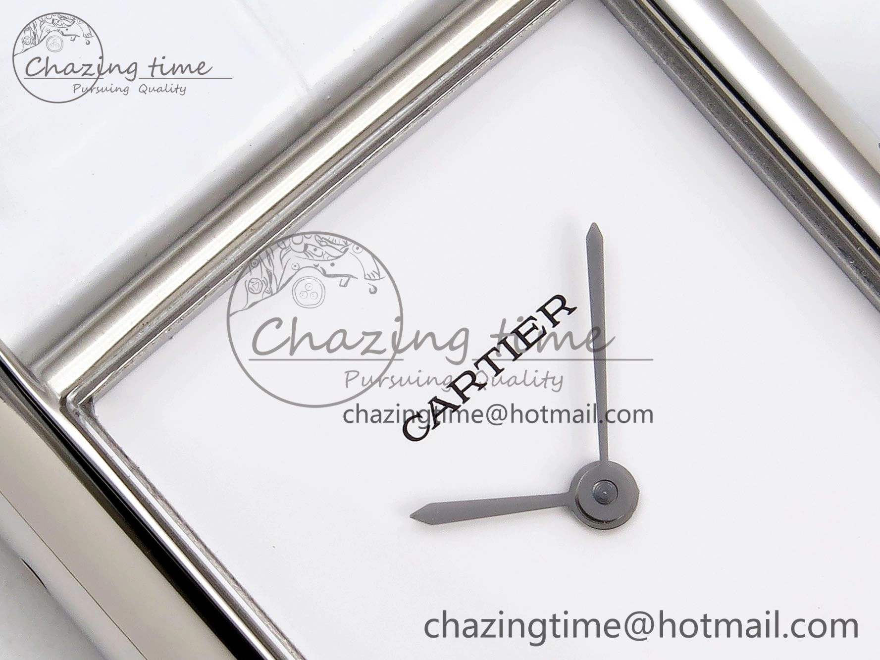 Tank Must Large SS 33.7mm DRF 1:1 Best Edition White Dial on White Leather Strap Swiss Quartz
