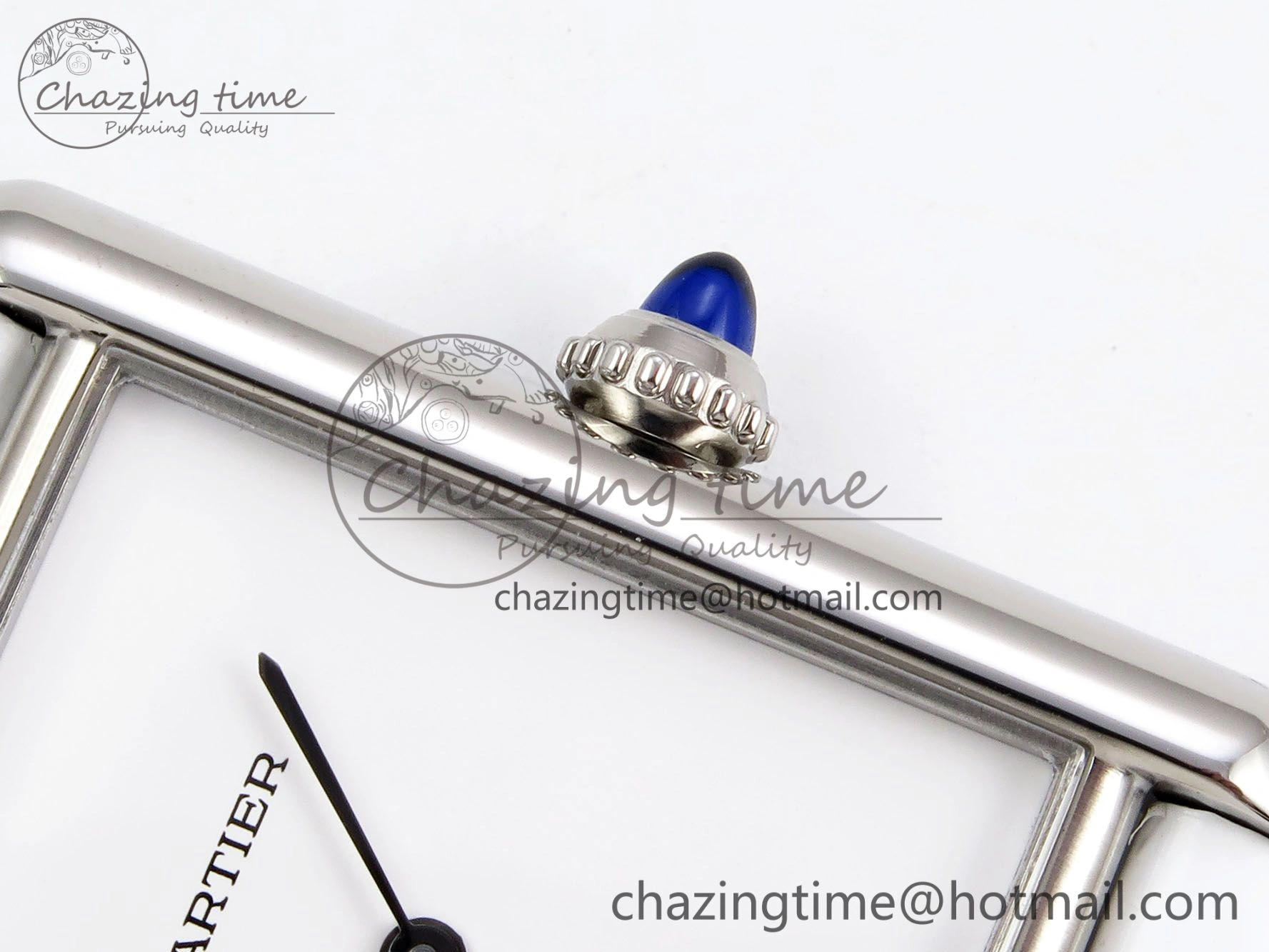 Tank Must Large SS 33.7mm DRF 1:1 Best Edition White Dial on White Leather Strap Swiss Quartz