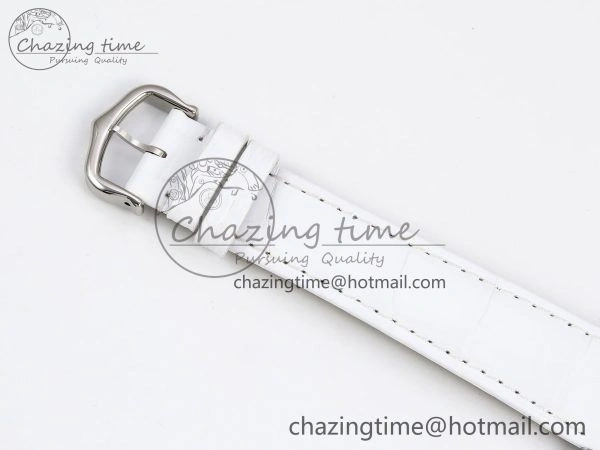 Tank Must Large SS 33.7mm DRF 1:1 Best Edition White Dial on White Leather Strap Swiss Quartz