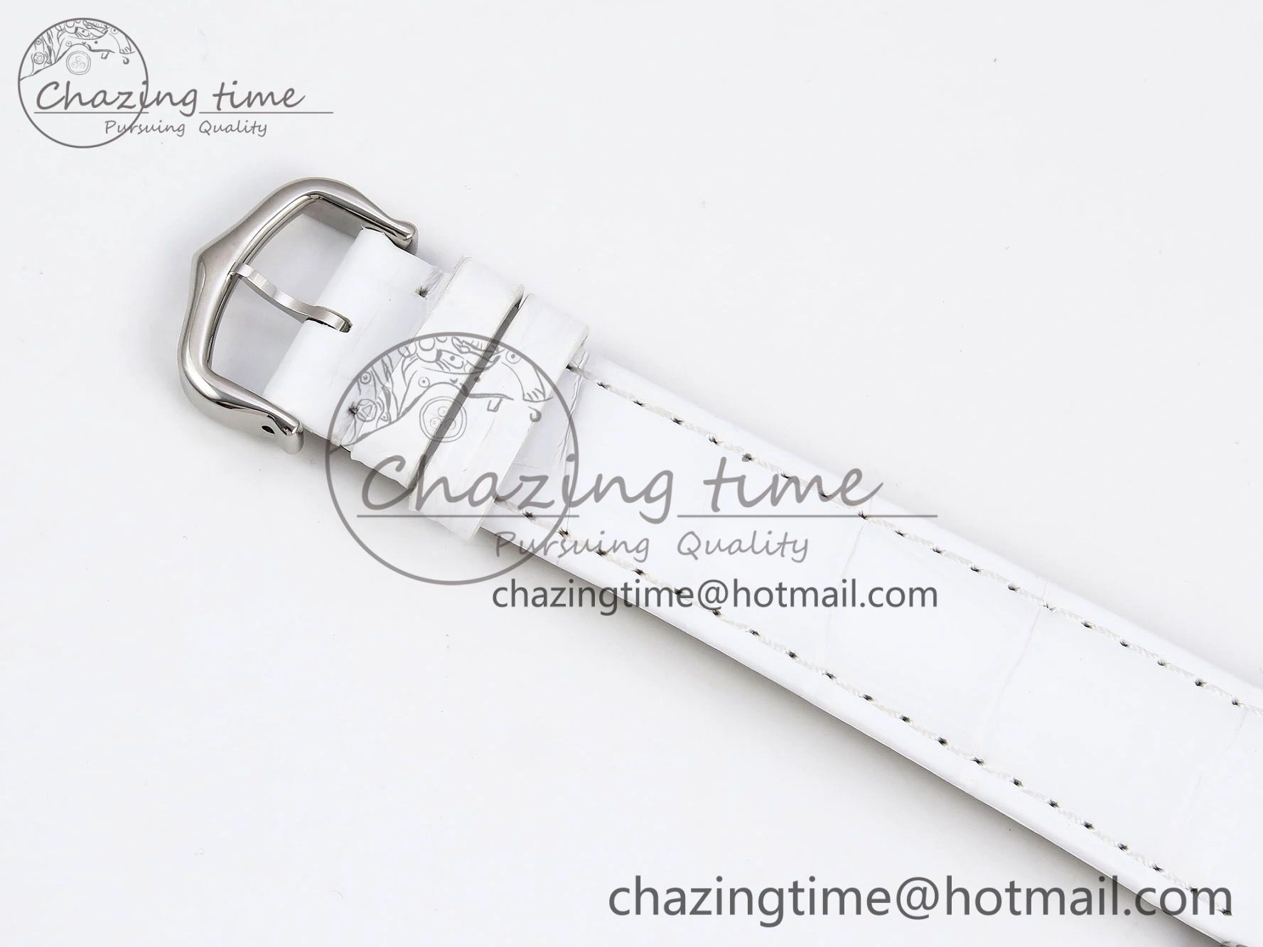 Tank Must Large SS 33.7mm DRF 1:1 Best Edition White Dial on White Leather Strap Swiss Quartz