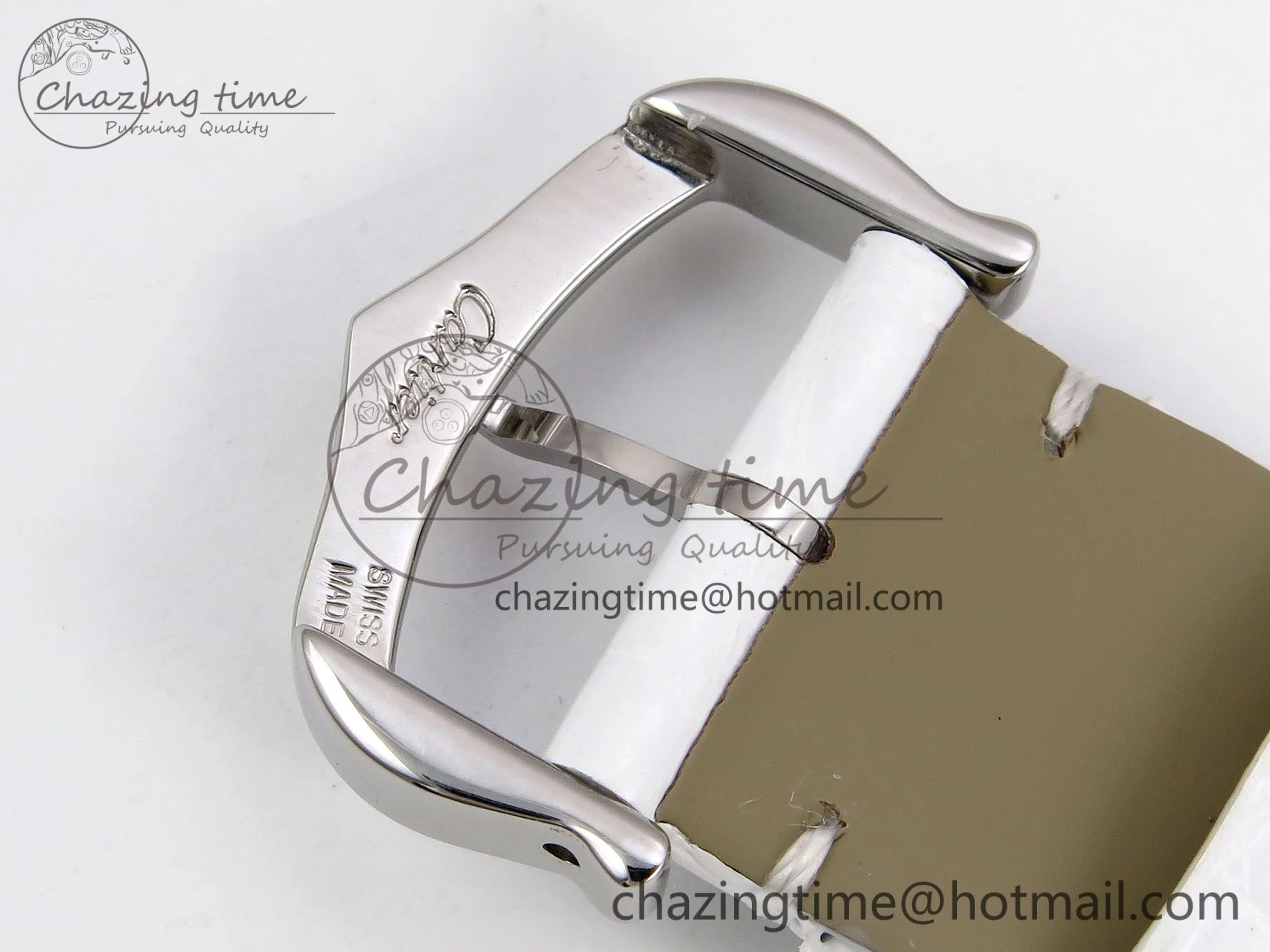 Tank Must Large SS 33.7mm DRF 1:1 Best Edition White Dial on White Leather Strap Swiss Quartz