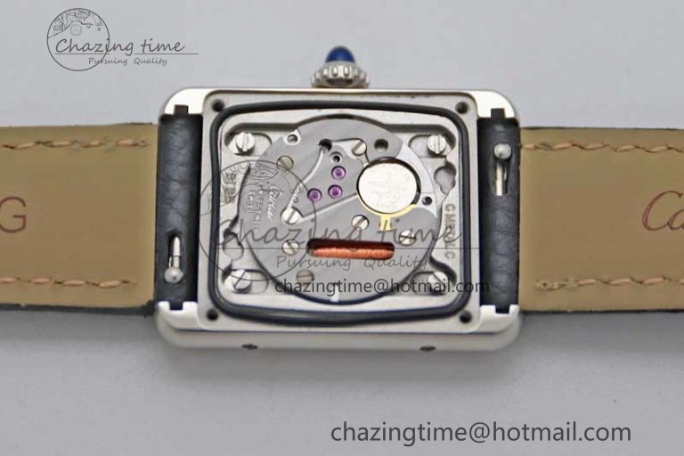 Tank Must Large SS K11F 1:1 Best Edition White Dial Diamonds Bezel on Croc Leather Strap Ronda Quartz