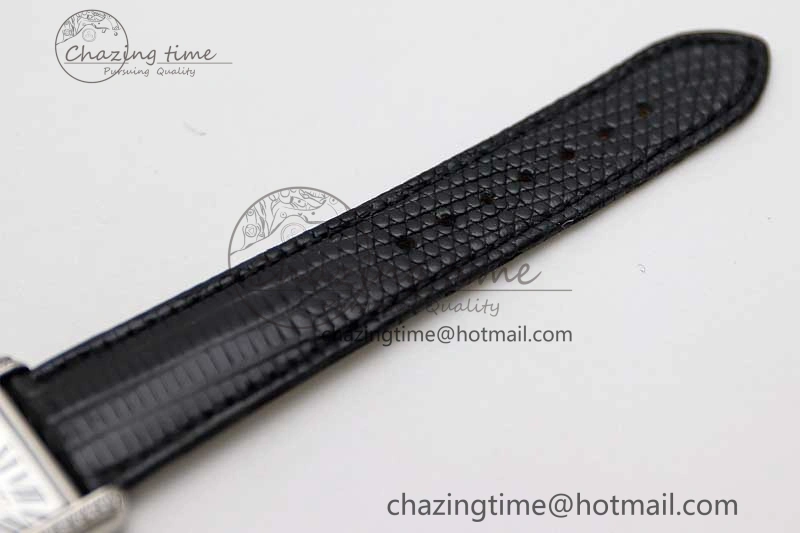 Tank Must Large SS K11F 1:1 Best Edition White Dial Diamonds Bezel on Croc Leather Strap Ronda Quartz