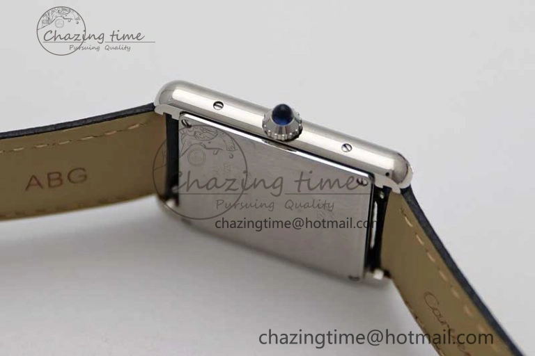 Tank Must Large SS K11F 1:1 Best Edition White Dial Diamonds Bezel on Croc Leather Strap Ronda Quartz