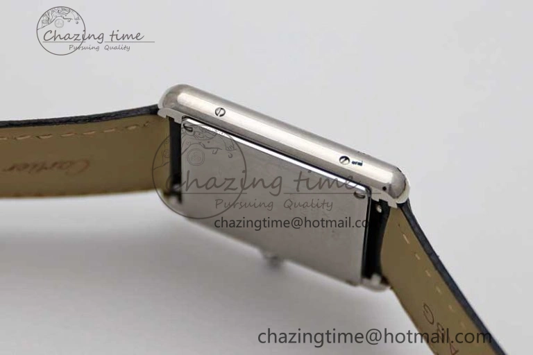 Tank Must Large SS K11F 1:1 Best Edition White Dial Diamonds Bezel on Croc Leather Strap Ronda Quartz