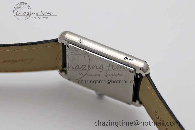 Tank Must Large SS K11F 1:1 Best Edition White Dial Diamonds Bezel on Croc Leather Strap Ronda Quartz