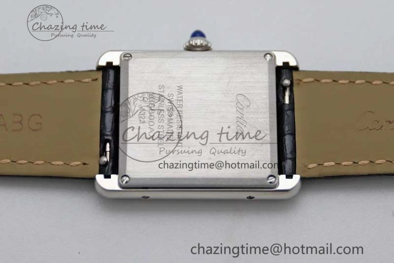 Tank Must Large SS K11F 1:1 Best Edition White Dial Diamonds Bezel on Croc Leather Strap Ronda Quartz