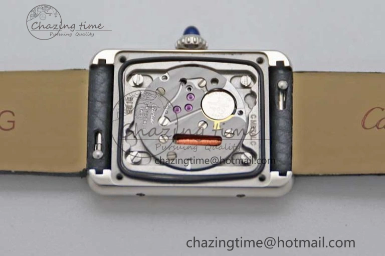 Tank Must Large SS K11F 1:1 Best Edition White Dial Diamonds Bezel on Satin Leather Strap Ronda Quartz