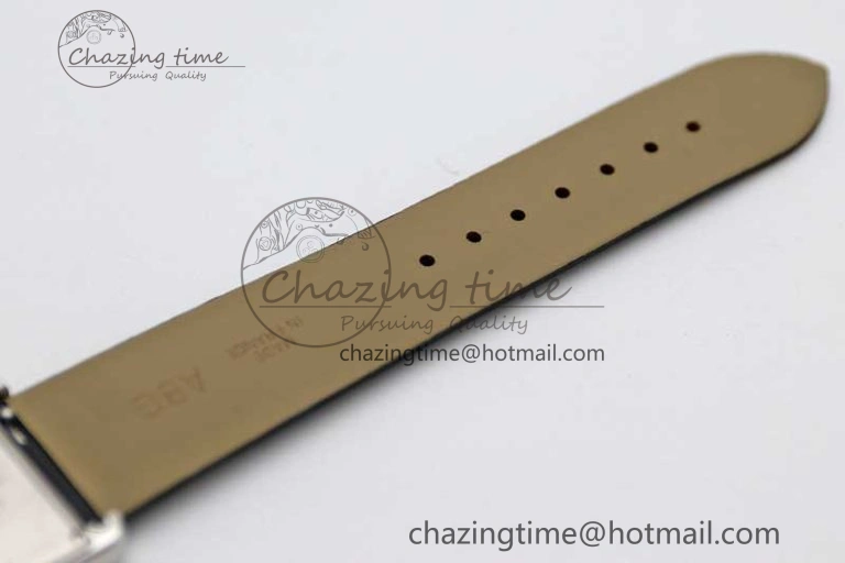 Tank Must Large SS K11F 1:1 Best Edition White Dial Diamonds Bezel on Satin Leather Strap Ronda Quartz