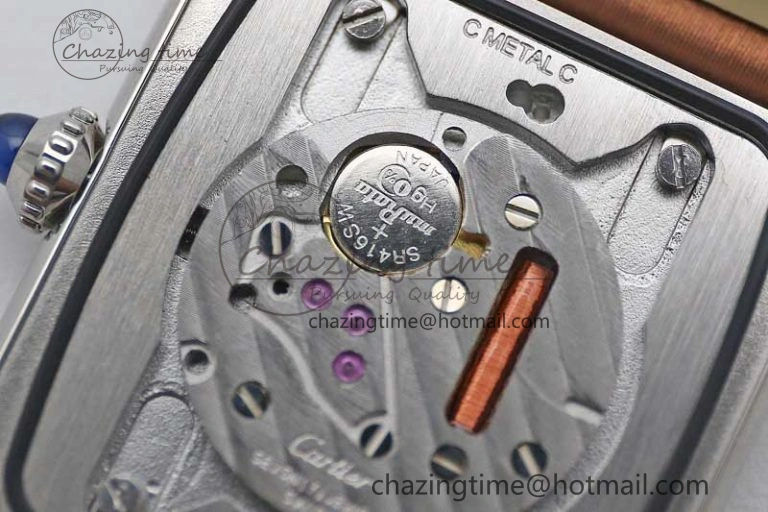 Tank Must Large SS K11F 1:1 Best Edition White Dial Diamonds Bezel on Satin Leather Strap Ronda Quartz
