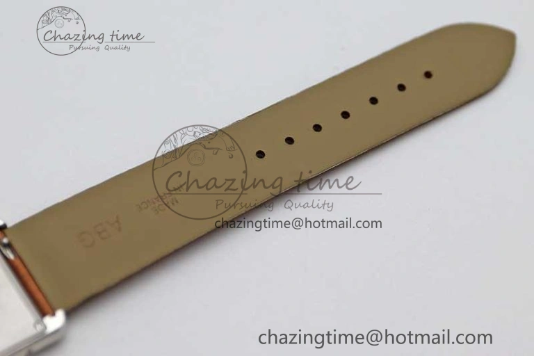 Tank Must Large SS K11F 1:1 Best Edition White Dial Diamonds Bezel on Satin Leather Strap Ronda Quartz