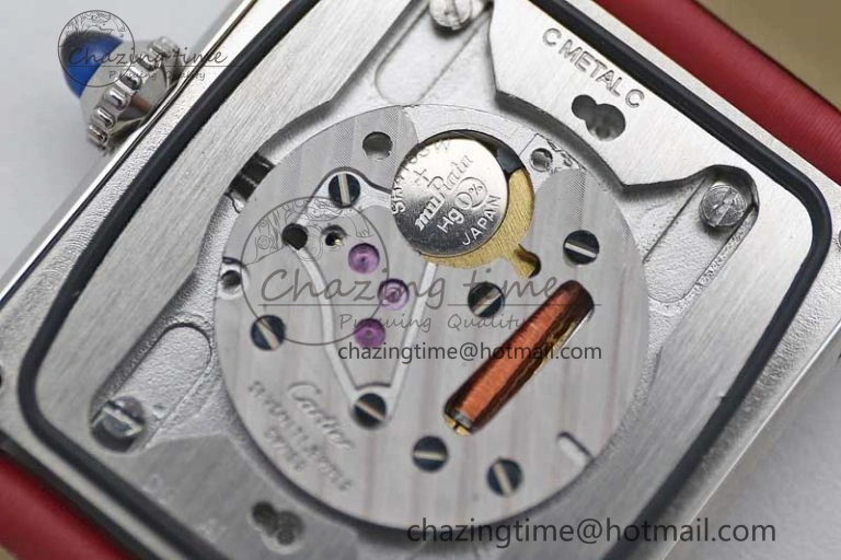 Tank Must Large SS K11F 1:1 Best Edition White Dial Diamonds Bezel on Satin Leather Strap Ronda Quartz