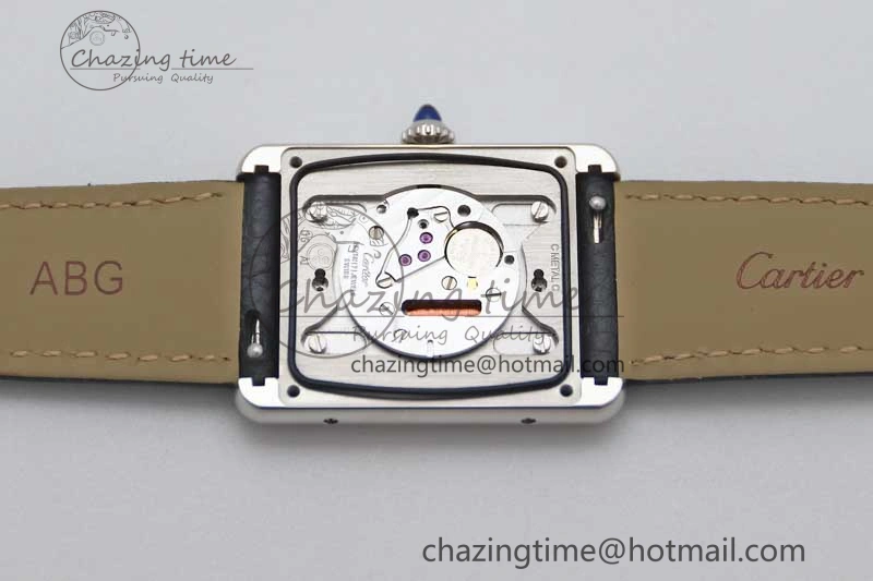 Tank Must Large SS K11F 1:1 Best Edition White Dial on Black Leather Strap Ronda Quartz