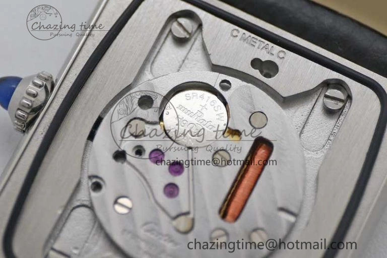 Tank Must Large SS K11F 1:1 Best Edition White Dial on Black Leather Strap Ronda Quartz