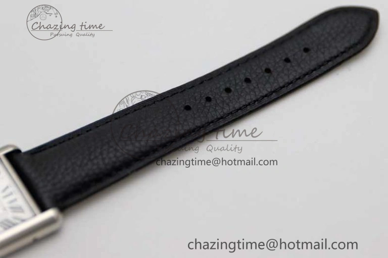 Tank Must Large SS K11F 1:1 Best Edition White Dial on Black Leather Strap Ronda Quartz