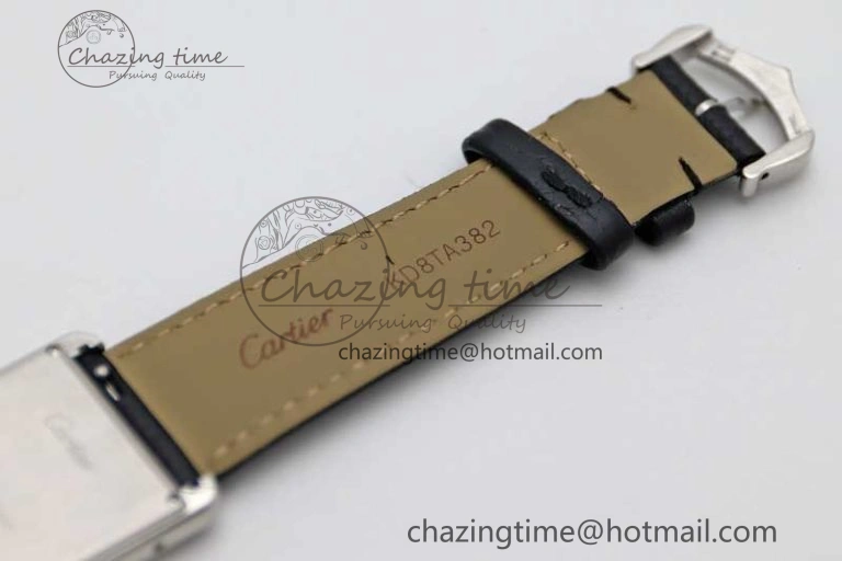 Tank Must Large SS K11F 1:1 Best Edition White Dial on Black Leather Strap Ronda Quartz