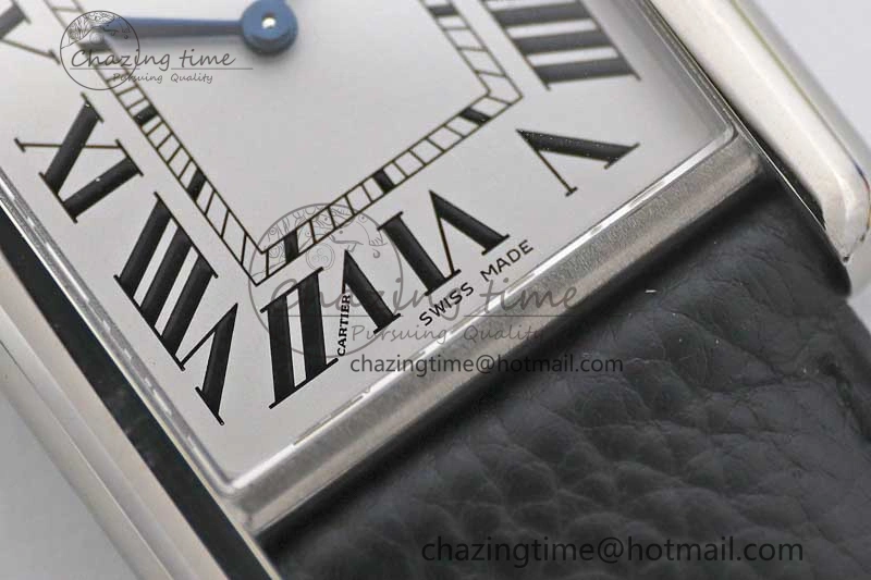 Tank Must Large SS K11F 1:1 Best Edition White Dial on Black Leather Strap Ronda Quartz