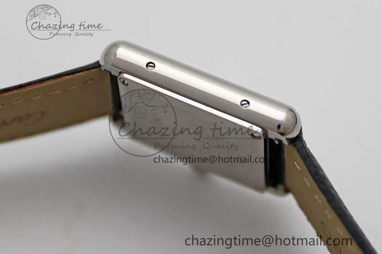 Tank Must Large SS K11F 1:1 Best Edition White Dial on Black Leather Strap Ronda Quartz