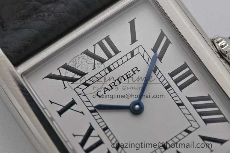 Tank Must Large SS K11F 1:1 Best Edition White Dial on Black Leather Strap Ronda Quartz