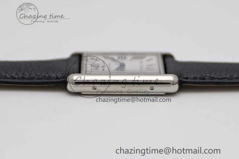 Tank Must Large SS K11F 1:1 Best Edition White Dial on Black Leather Strap Ronda Quartz
