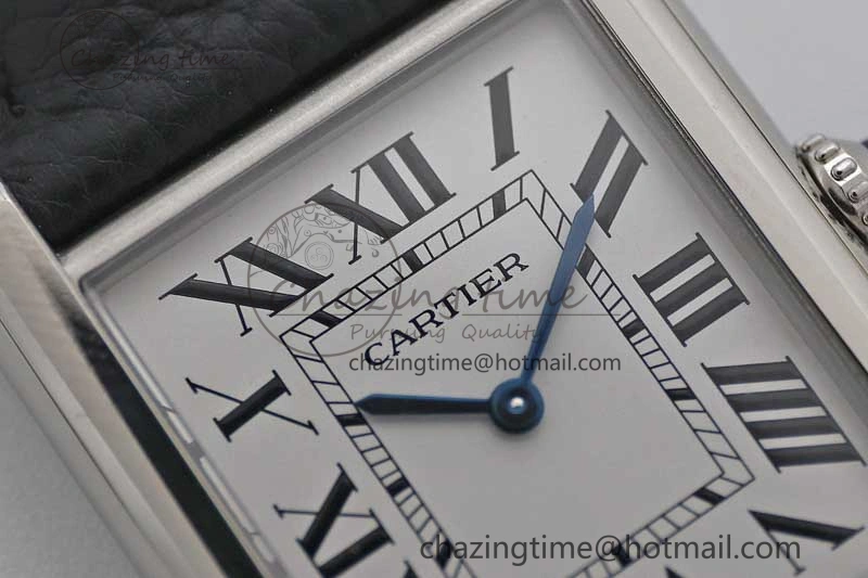 Tank Must Large SS K11F 1:1 Best Edition White Dial on Black Leather Strap Ronda Quartz