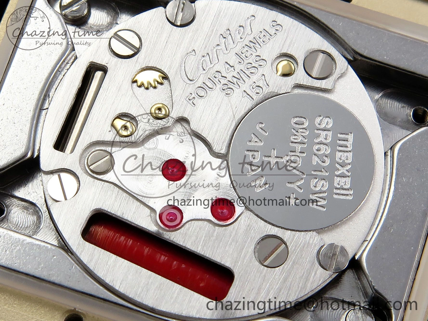 Tank Must Large YG 33.7mm DRF 1:1 Best Edition YG Dial on Black Leather Strap Swiss Quartz