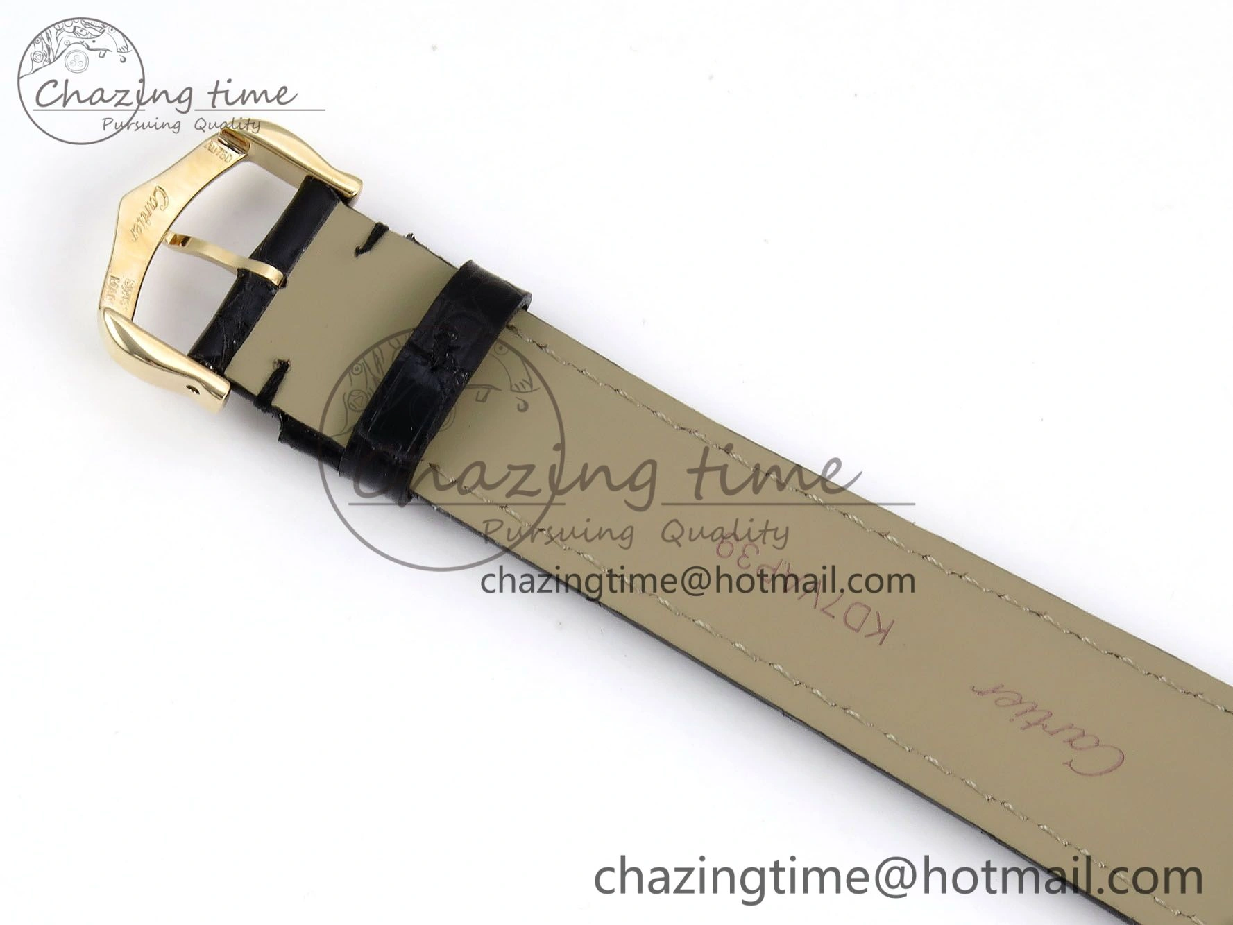 Tank Must Large YG 33.7mm DRF 1:1 Best Edition YG Dial on Black Leather Strap Swiss Quartz