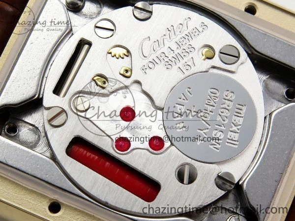 Tank Must Large YG 33.7mm DRF 1:1 Best Edition YG Dial on Brown Leather Strap Swiss Quartz
