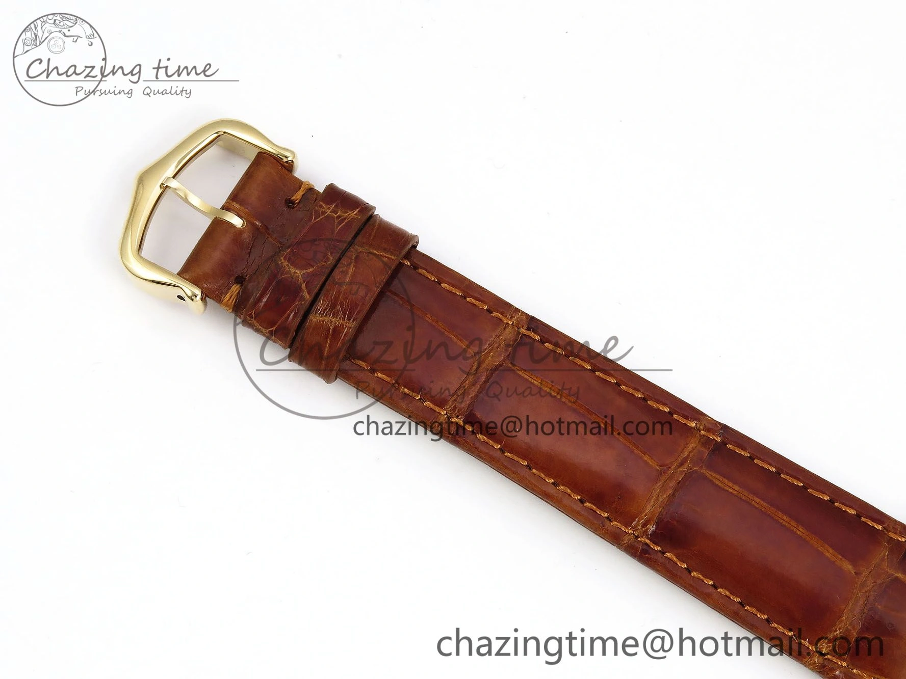 Tank Must Large YG 33.7mm DRF 1:1 Best Edition YG Dial on Brown Leather Strap Swiss Quartz