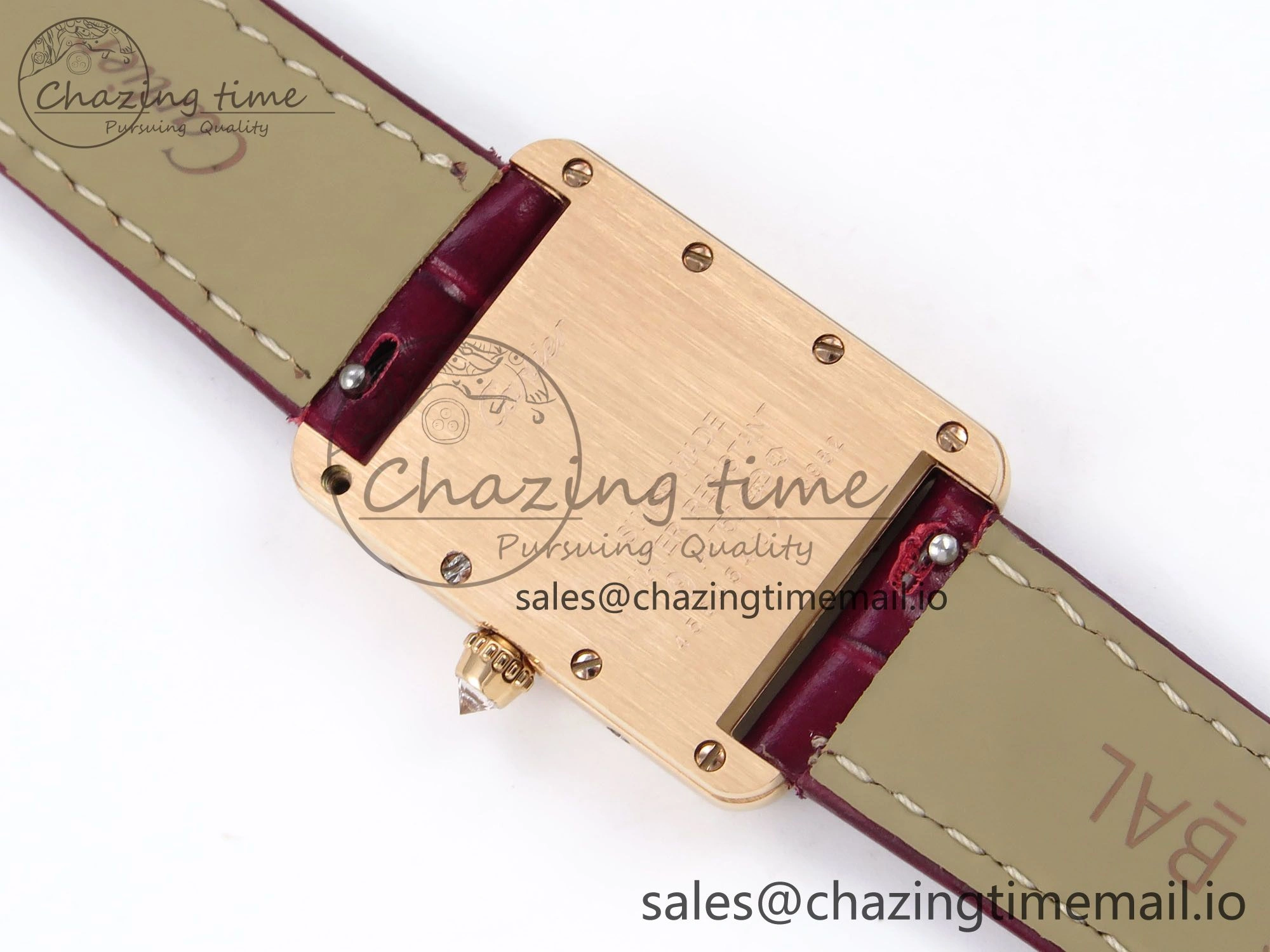 Tank Must RG 22mm AF 1:1 Best Edition White Dial Diamonds Bezel on Red Leather Strap Ronda Quartz