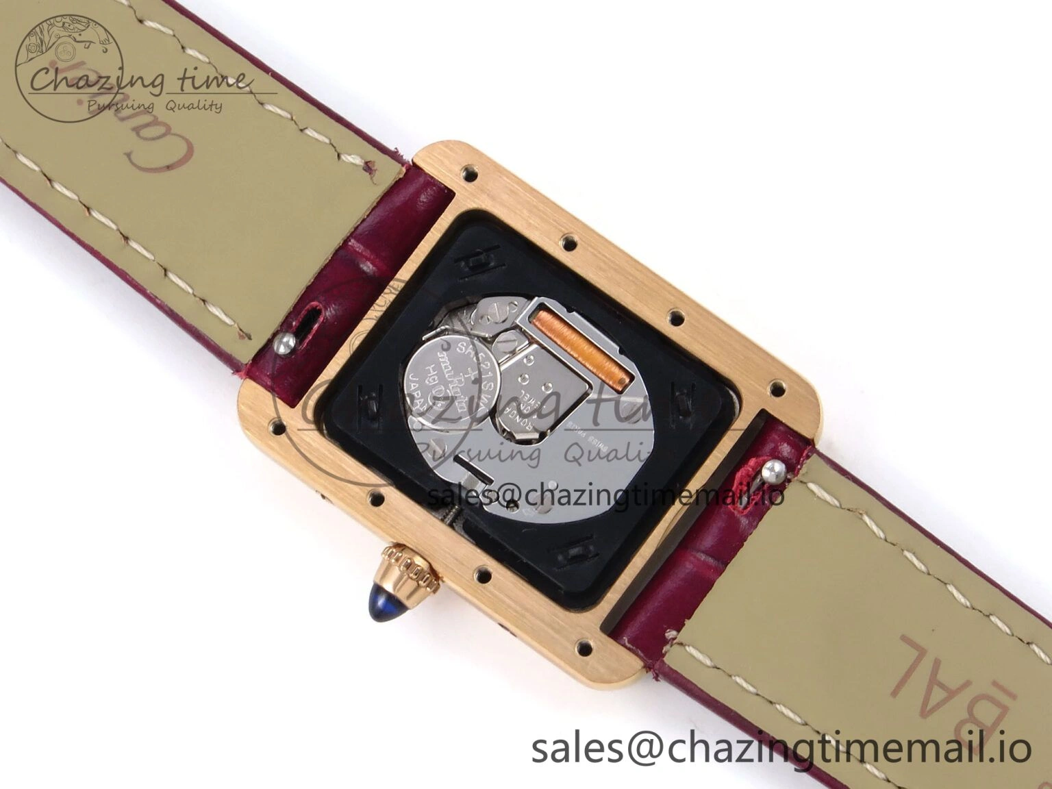 Tank Must RG 22mm AF 1:1 Best Edition White Dial Diamonds Bezel on Red Leather Strap Ronda Quartz